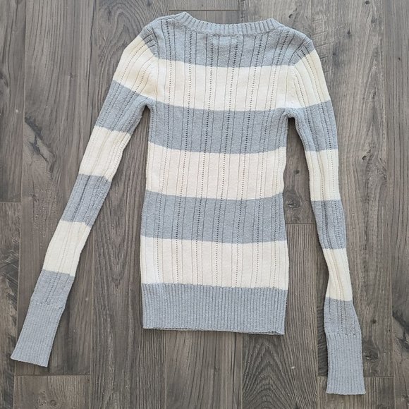 Arizona Striped Vneck Ribbed Sweater XS - Picture 3 of 16